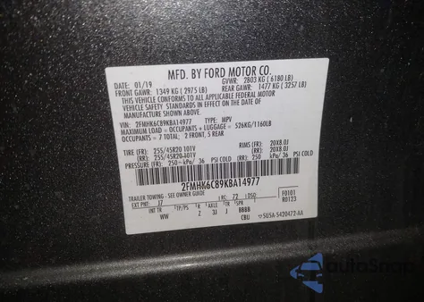 2019 Ford Flex Sel z USA, uszkodzony, nr VIN 2FMHK6C89KBA14977